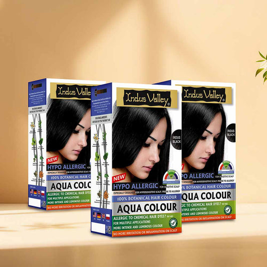 100% Botanical Aqua Colour For Sensitive and Allergy Prone Scalp - Pack of 3 (200g + 30ml) X 3