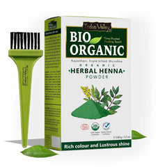 Bio Organic Herbal Henna Powder with Applicator Brush - Available in 3 Size