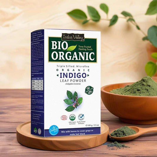 Bio Organic Indigo Leaf Powder with Applicator Brush - Available in 3 Size