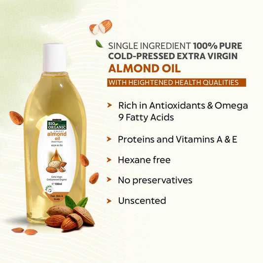 Bio Organic Sweet Almond Oil for Hair and Skin -Pack of 4