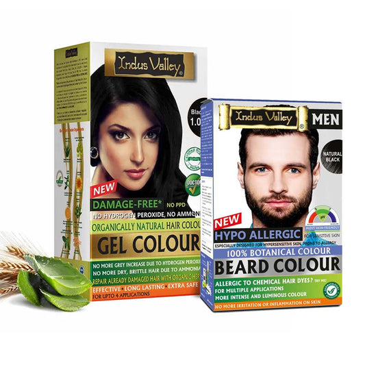 Damage Free Black Gel Colour & Hypo Allergic Black Beard Colour Combo 1000