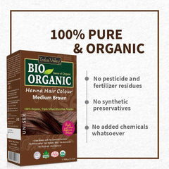 Bio Organic Medium Brown Henna Hair Colour - 100gm