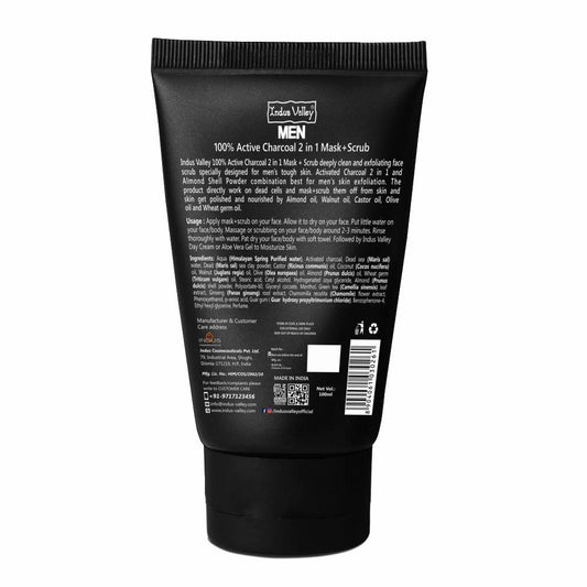 2-in-1 Men Active Charcoal Face Mask & Scrub